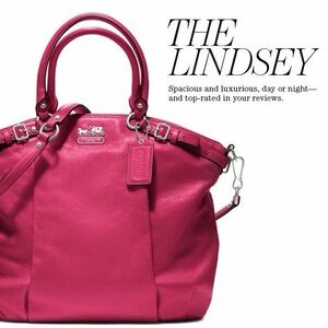 Coach The Lindsey Leather Satchel Bag in Fuchsia Pink